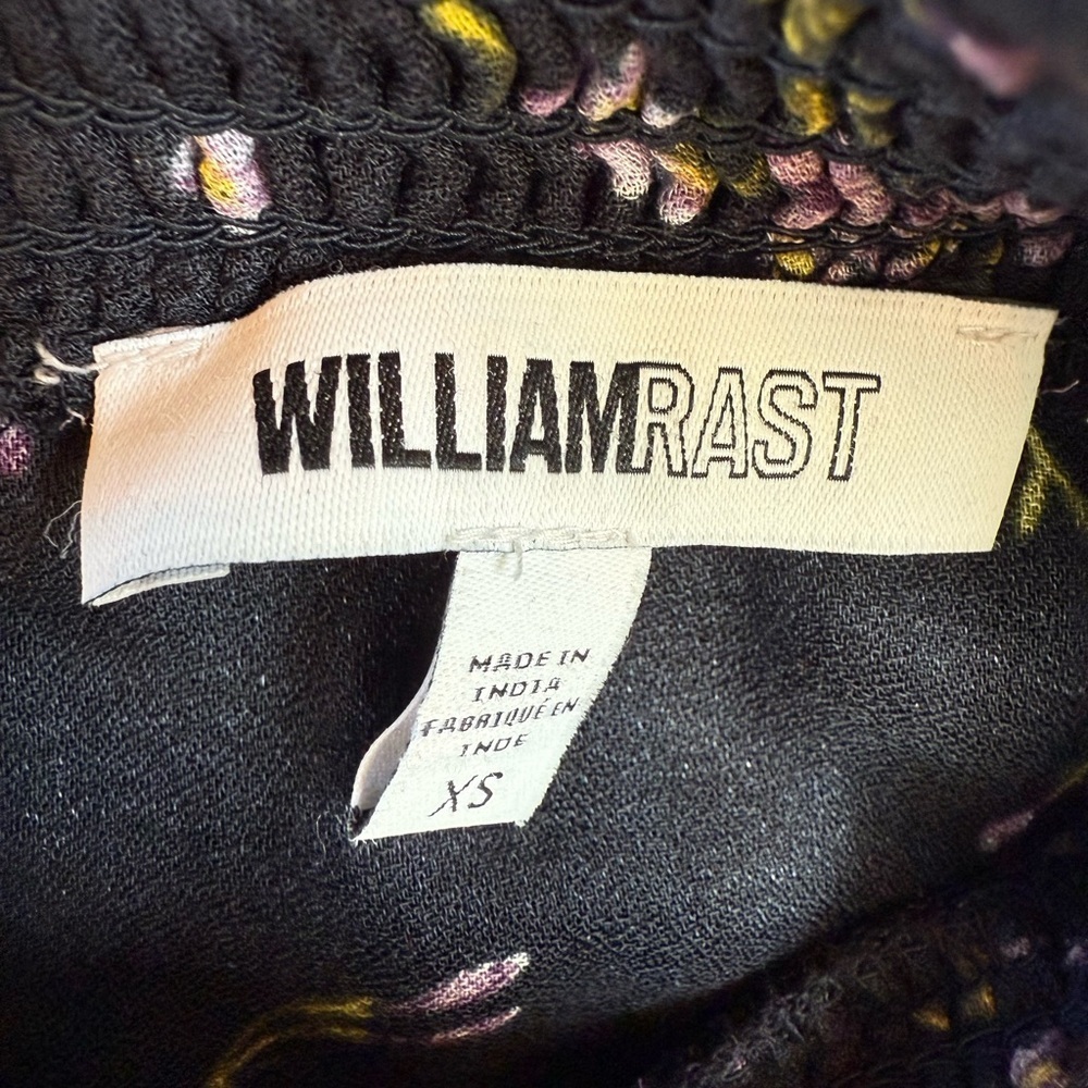 William Rast XS Black Floral Long Sleeve Chiffon Mock Neck Blouse - Picture 6 of 7